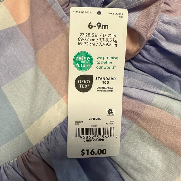 Carter’s Baby Girl Lot of 2 Dresses Spring Summer 12 M & 6-9 M NWT NEW Sundress - Picture 13 of 16